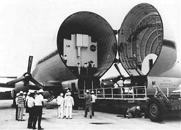 Grumman Lunar Module being loaded into Super Guppy