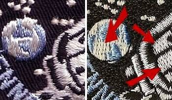 Vintage satin stitch fill versus modern fill style