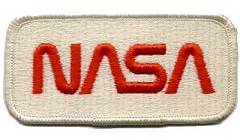 Red on white NASA worm logotype patch