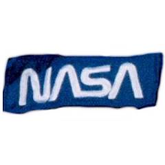 White on blue NASA worm logotype patch