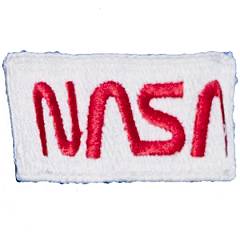 Red on white NASA worm logotype patch