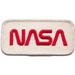 Red on white NASA worm logotype patch